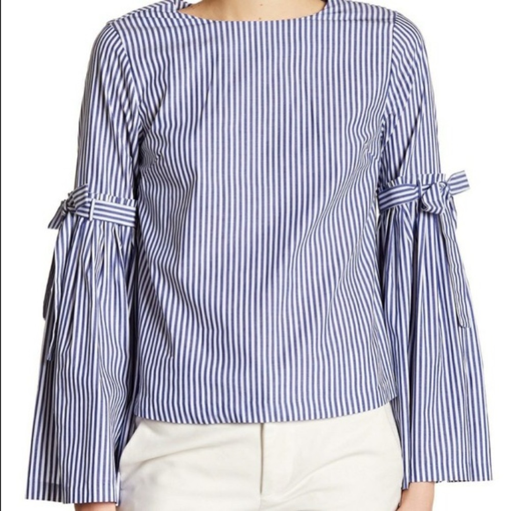 Catherine Malandrino bell sleeve striped top NWT